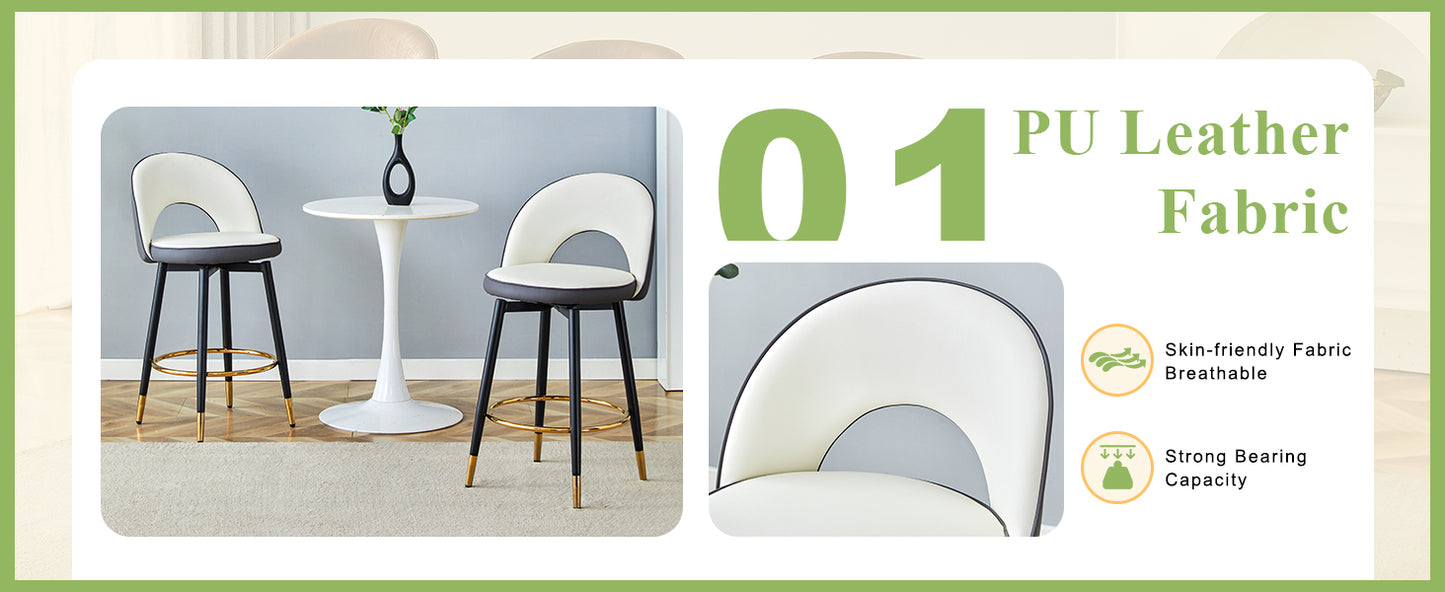Dark Gray & White Bar Chairs - Set of 2 Rotating Dining Seats