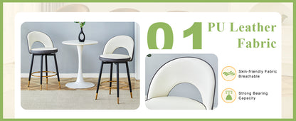 Dark Gray & White Bar Chairs - Set of 2 Rotating Dining Seats