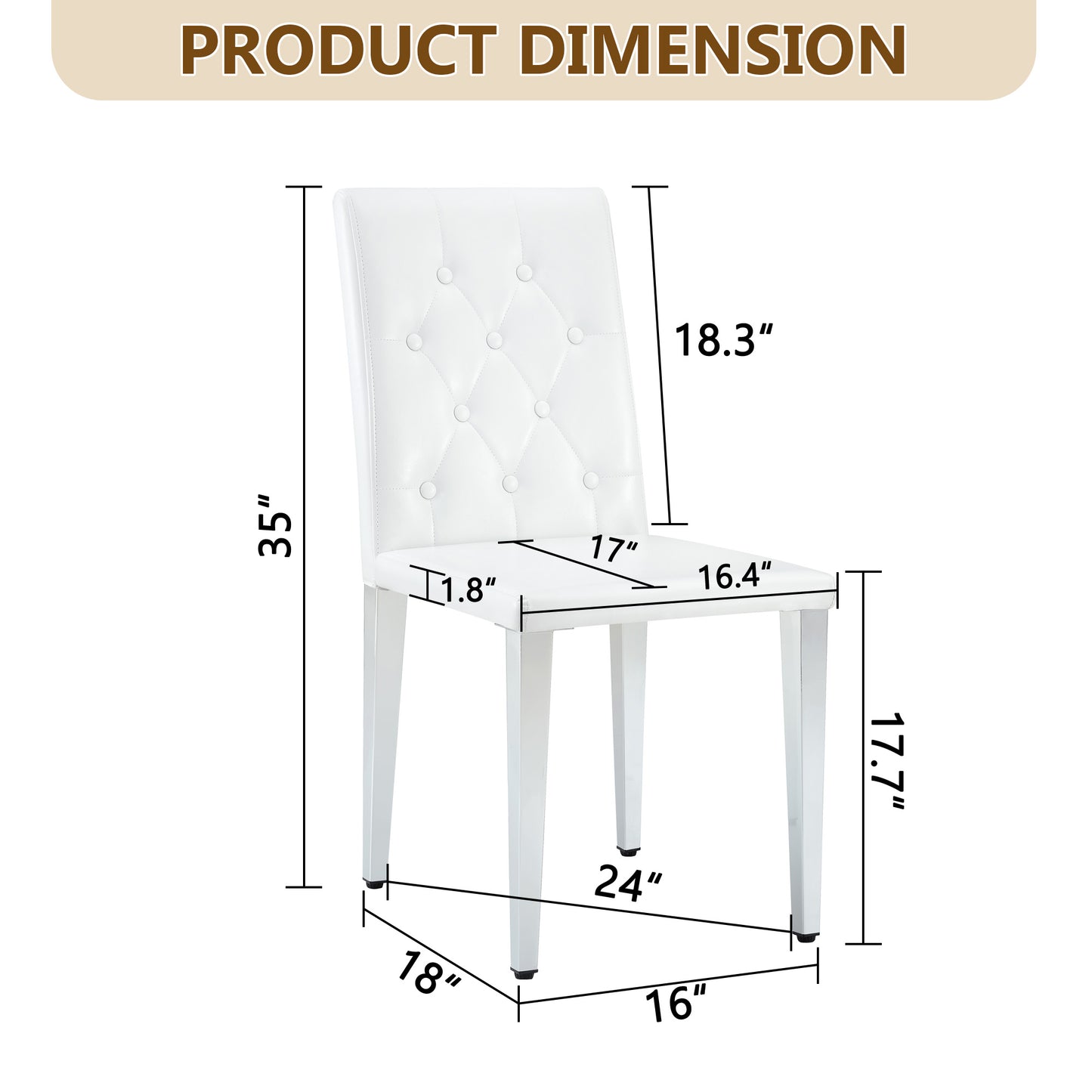 White Silver PU Leather Dining Chairs for Restaurant Seating