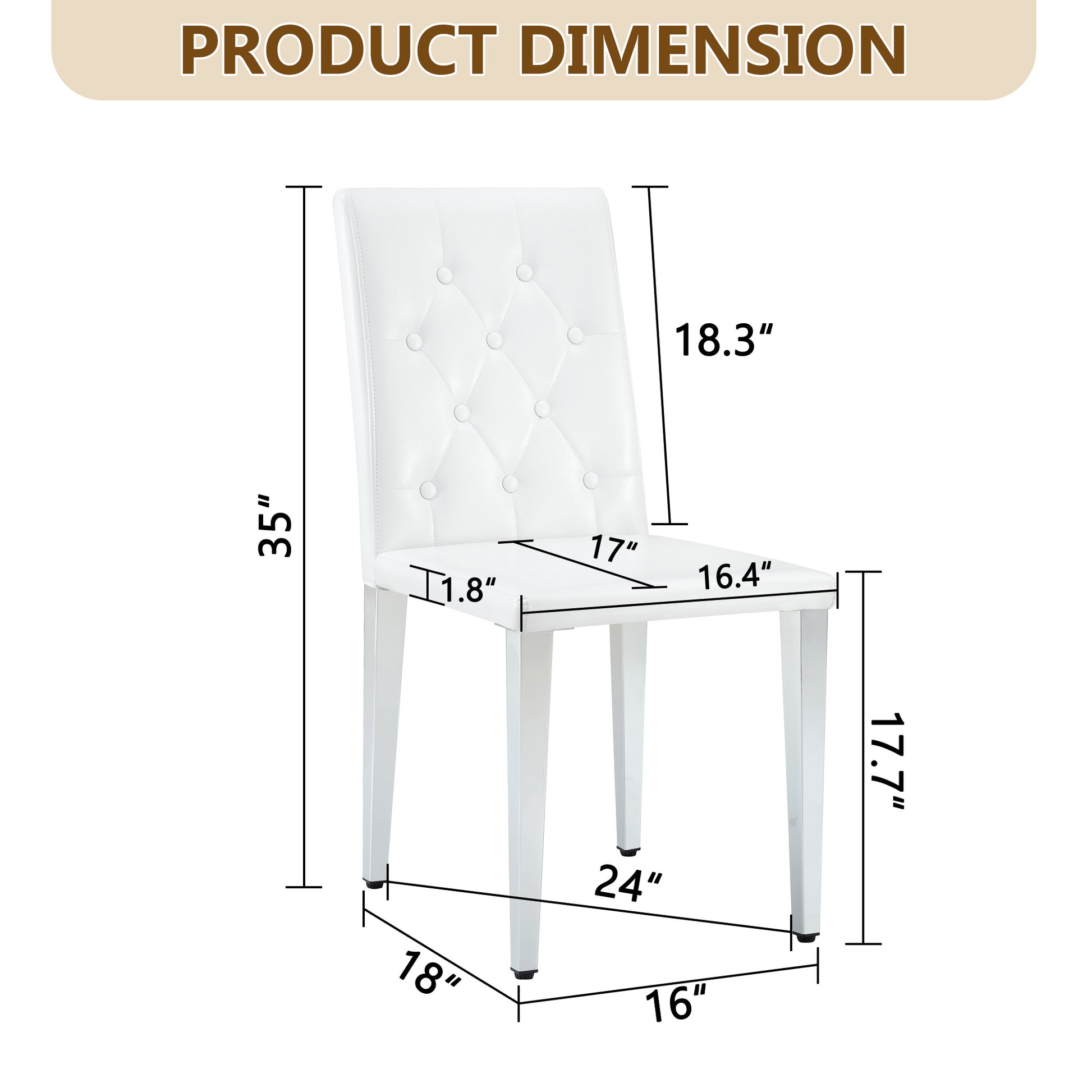 White Silver PU Leather Dining Chairs for Restaurant Seating