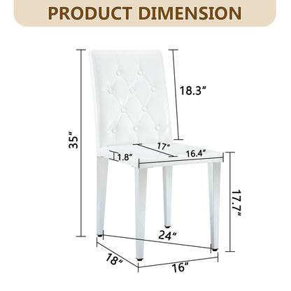 White Silver PU Leather Dining Chairs for Restaurant Seating
