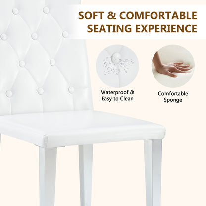 White Silver PU Leather Dining Chairs for Restaurant Seating
