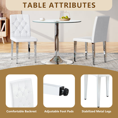 White Silver PU Leather Dining Chairs for Restaurant Seating
