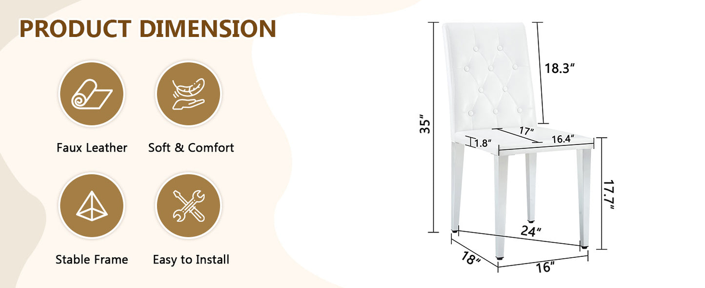 White Silver PU Leather Dining Chairs for Restaurant Seating