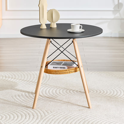 31.5 Inch Round Dining Table - Black MDF Wood for Dining Room