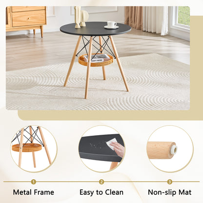 31.5 Inch Round Dining Table - Black MDF Wood for Dining Room