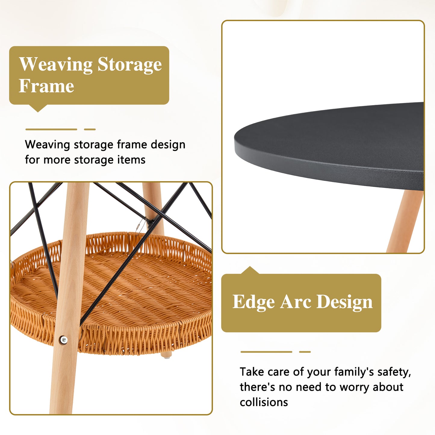 31.5 Inch Round Dining Table - Black MDF Wood for Dining Room