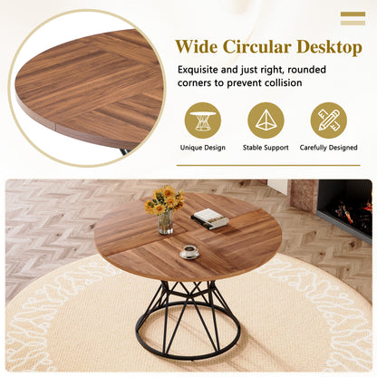 47 Inch Black Walnut Dining Table - Modern Industrial Style