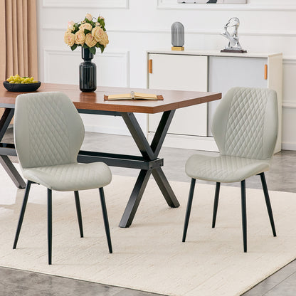 Light Gray Diamond Quilted Dining Chairs - Set of 4 for Dining Room