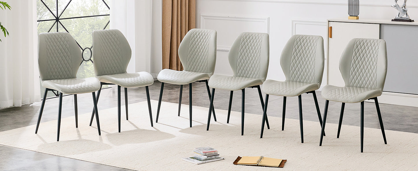 Light Gray Diamond Quilted Dining Chairs - Set of 4 for Dining Room