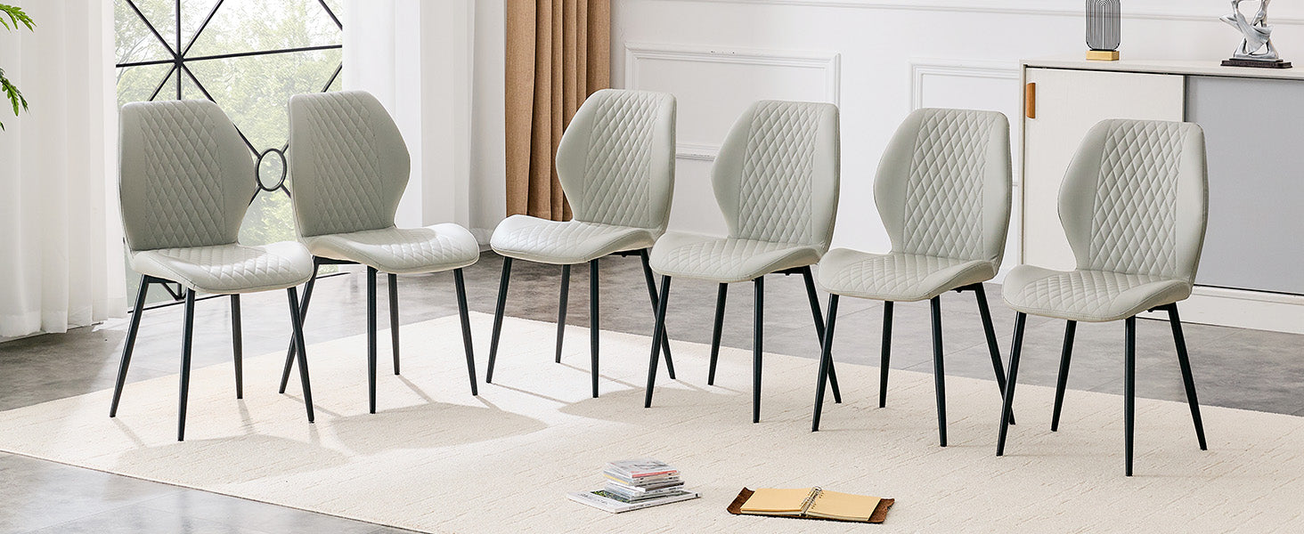 Light Gray Diamond Quilted Dining Chairs - Set of 4 for Dining Room