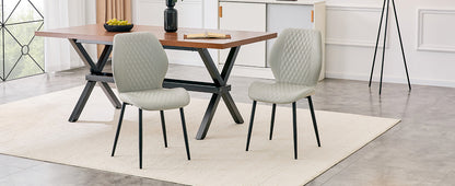 Light Gray Diamond Quilted Dining Chairs - Set of 4 for Dining Room