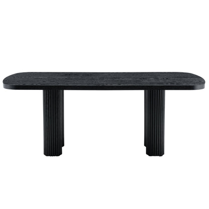 78.7 Inch Black Dining Table - MDF Roman Column Style
