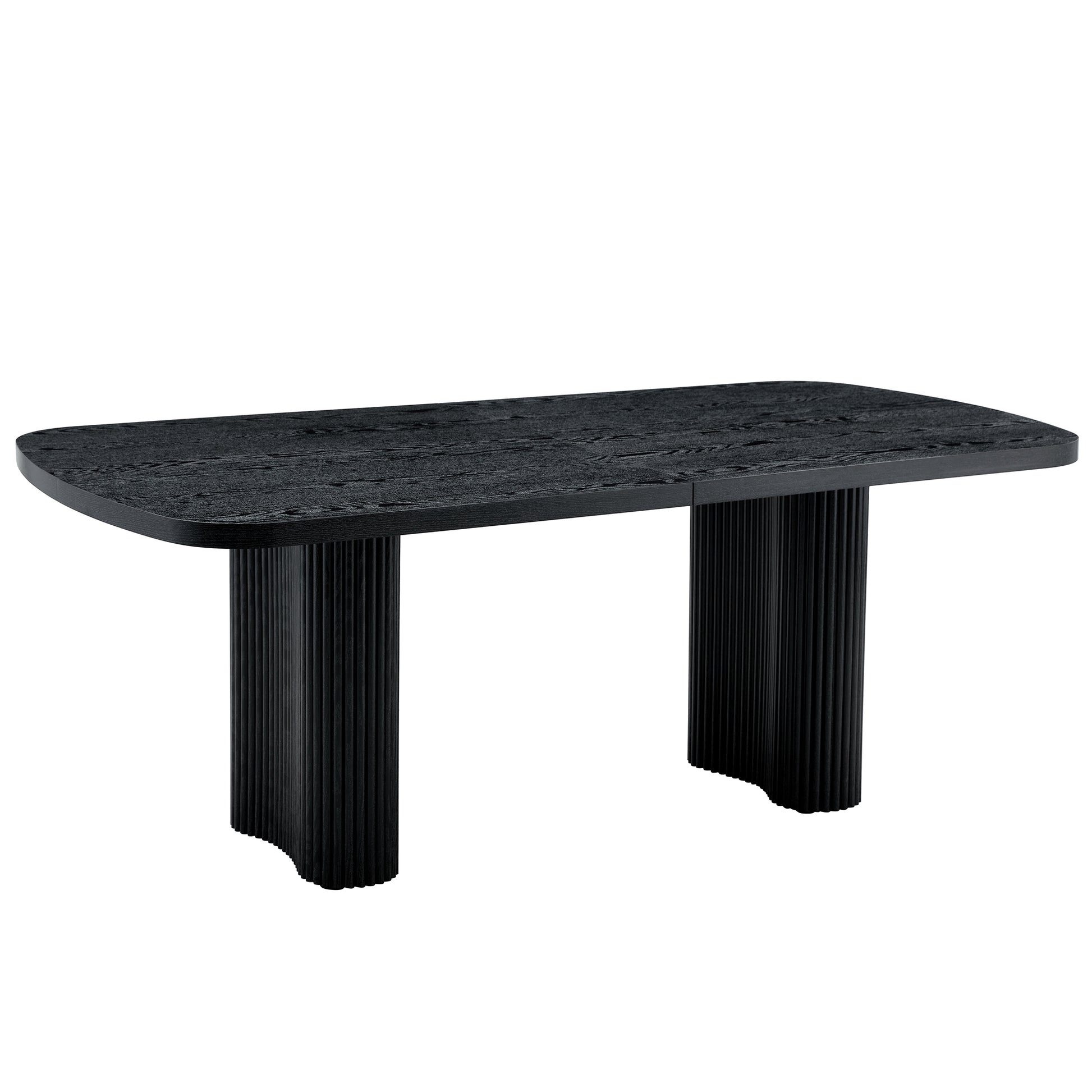 78.7 * 39.3 inch Black MDF dining table - Roman column support, an elegant choice for modern home decor. A new choice for aesthetics.