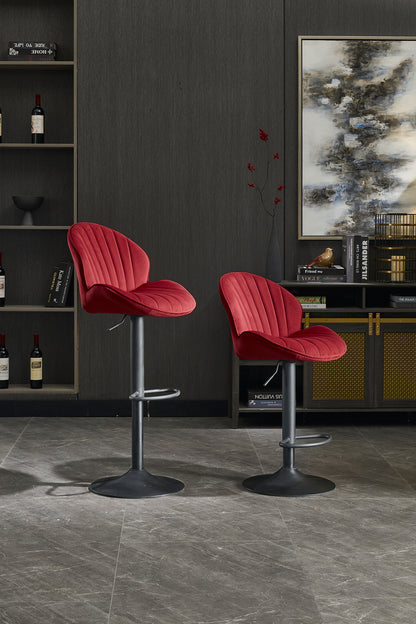Red Fabric Bar Stools Set of 2 for Kitchen and Dining Room Seating