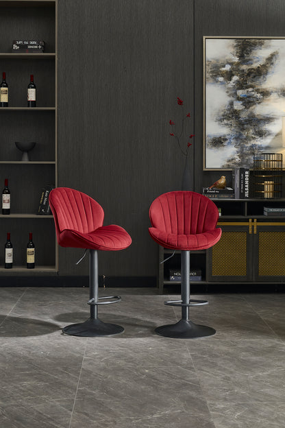 Red Fabric Bar Stools Set of 2 for Kitchen and Dining Room Seating