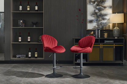 Red Fabric Bar Stools Set of 2 for Kitchen and Dining Room Seating