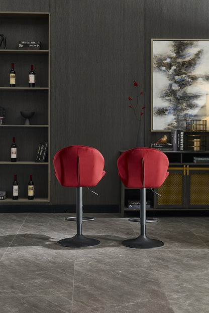 Red Fabric Bar Stools Set of 2 for Kitchen and Dining Room Seating