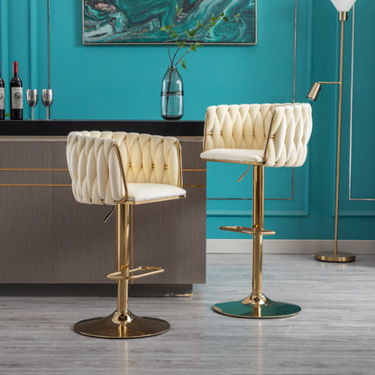 Ivory Bar Stools Set of 2 - Modern Metal Bar Chairs