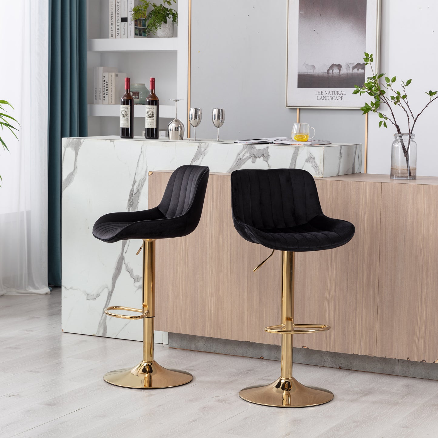 Modern Black Dining Chair Set with Swivel Base for Kitchen Seating