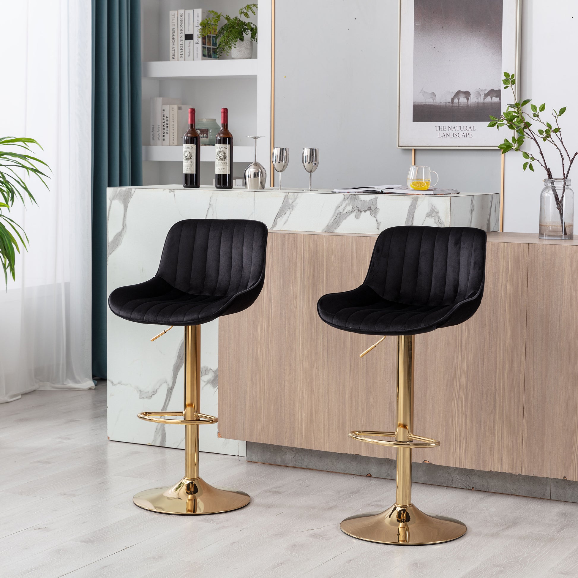 Modern Black Dining Chair Set with Swivel Base for Kitchen Seating