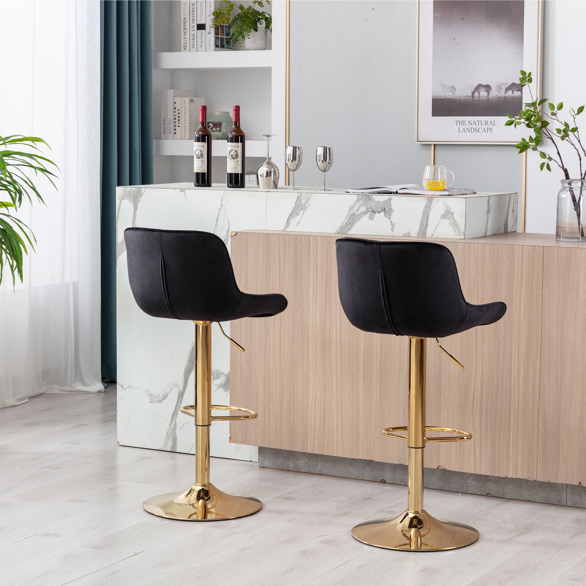 Modern Black Dining Chair Set with Swivel Base for Kitchen Seating