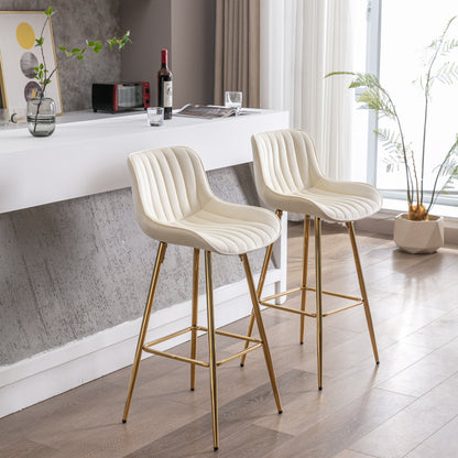 Cream Bar Stools Set of 2 - 30 Inch Counter Stools with Chrome Legs for Dining Room