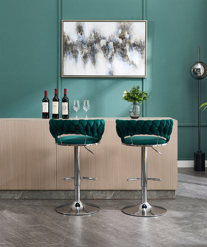 Green Metal Bar Stools - Set of 2 Adjustable Height