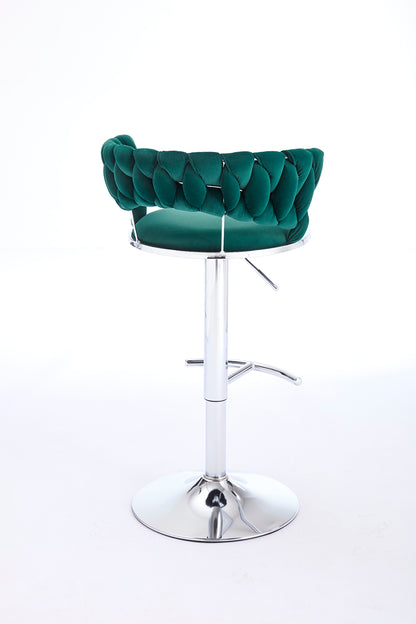 Green Metal Bar Stools - Set of 2 Adjustable Height