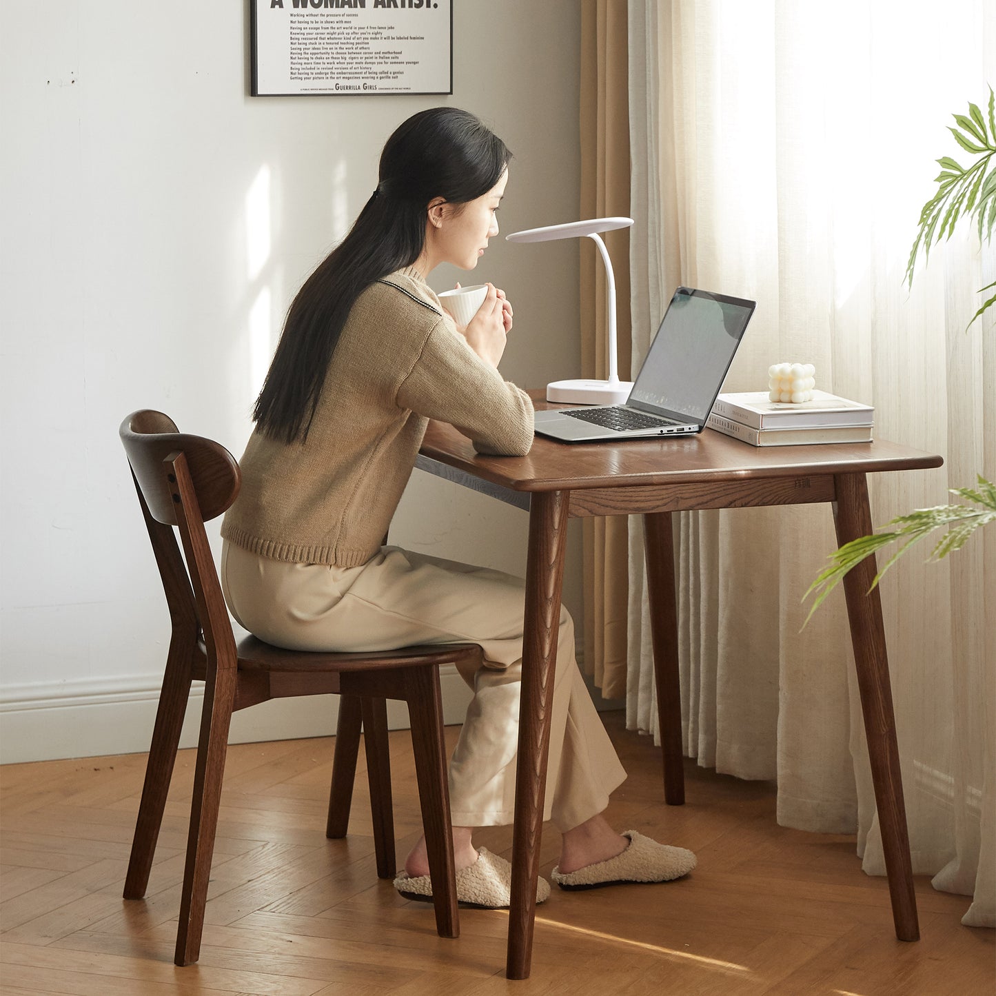 Walnut Solid Wood Dining Chairs - 4 Seater