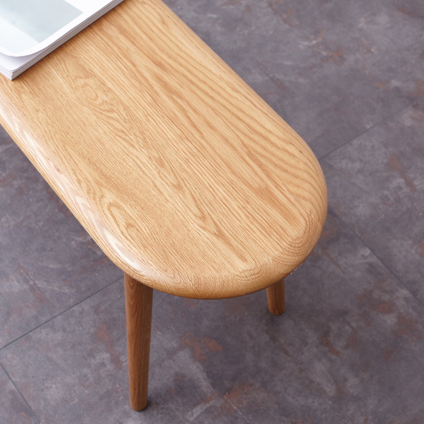 Solid Oak Wood Dining Bench - Half Round Design