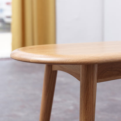Solid Oak Wood Dining Bench - Half Round Design