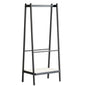 (Black) Solid Oak Wood Clothes Rack, Black Rattan Hanger Rack-clothes Rack with Shelves, Cloth Hanger Standing Garment Racks for Hanging Clothes