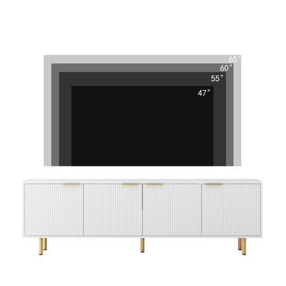 68 Inch White TV Stand with Storage - Particle Board Media Console for Living Room