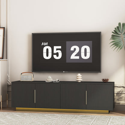 Black MDF LED TV Stand with Large Storage for Entertainment Center for Living Room
