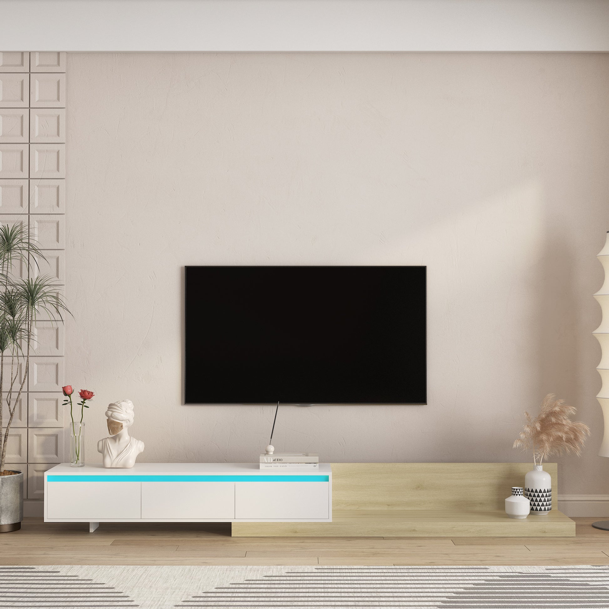 Small White MDF TV Stand with Storage