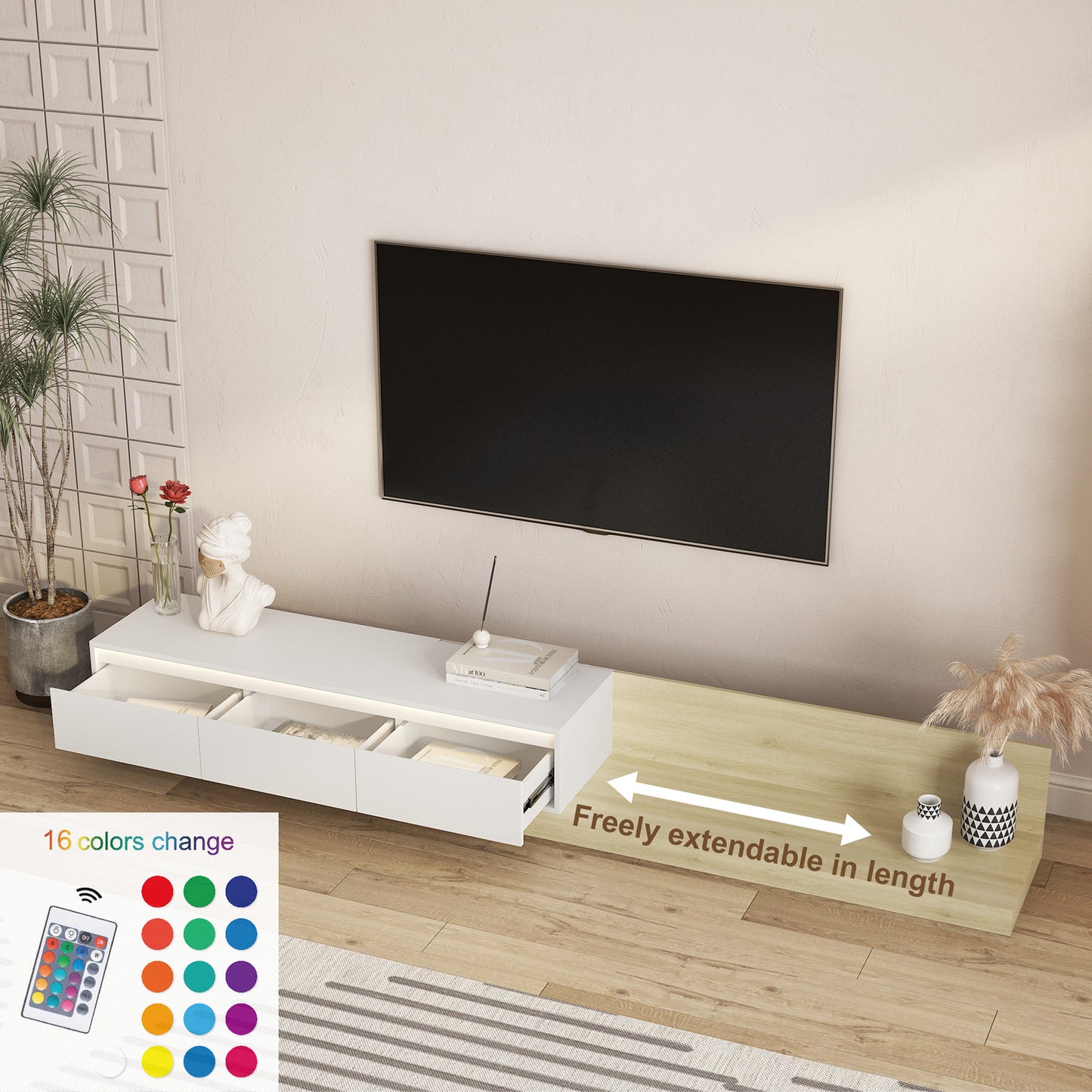 Small White MDF TV Stand with Storage