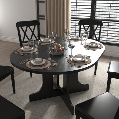 Expandable Oval Dining Table - Seats 6 Black
