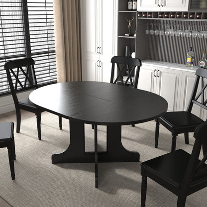 Expandable Oval Dining Table - Seats 6 Black