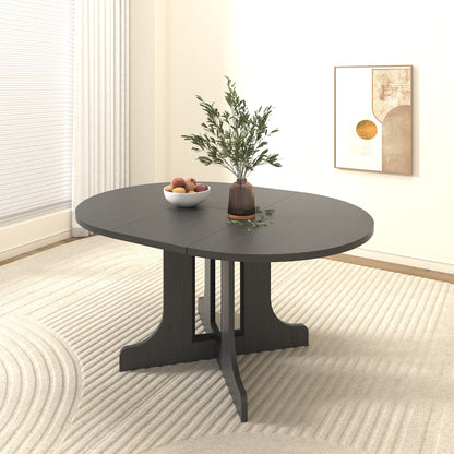 Expandable Oval Dining Table - Seats 6 Black