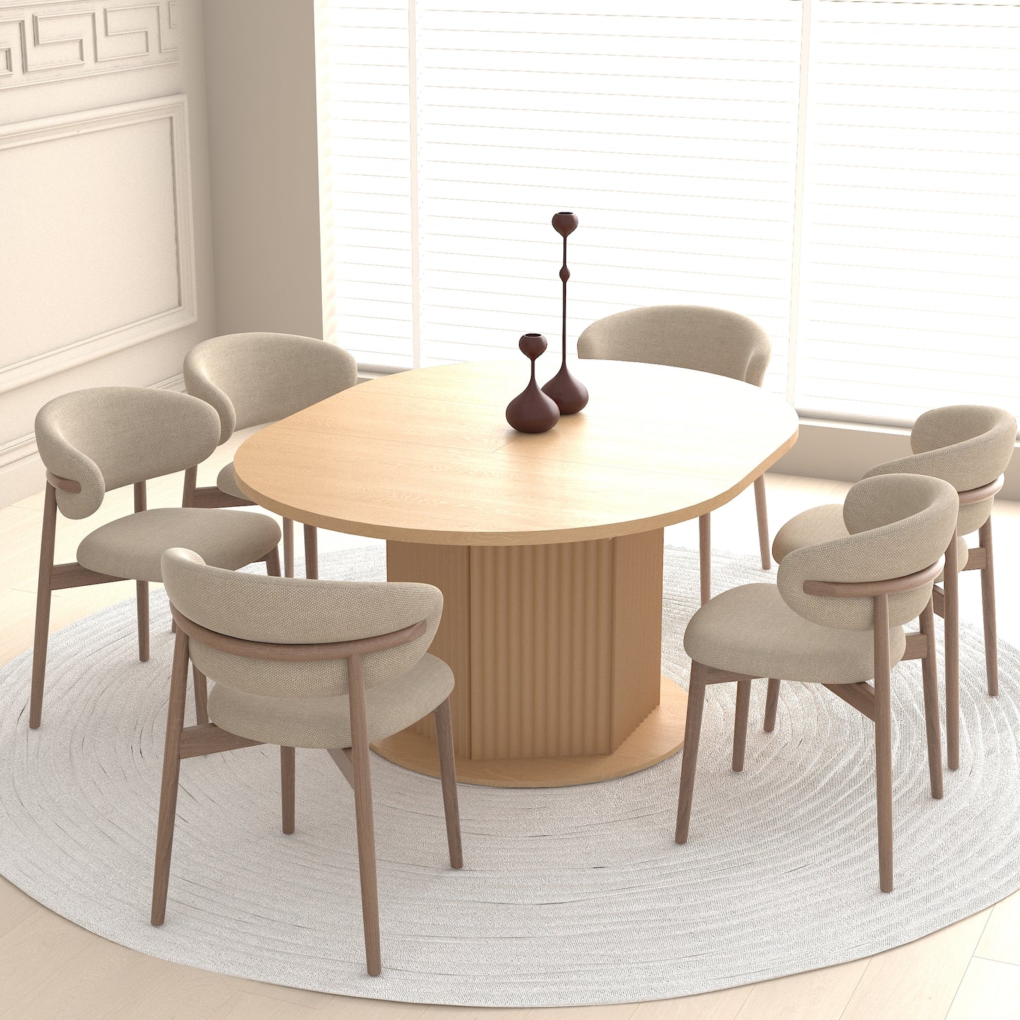 Round Dining Table for Kitchen Storage with Adjustable Length