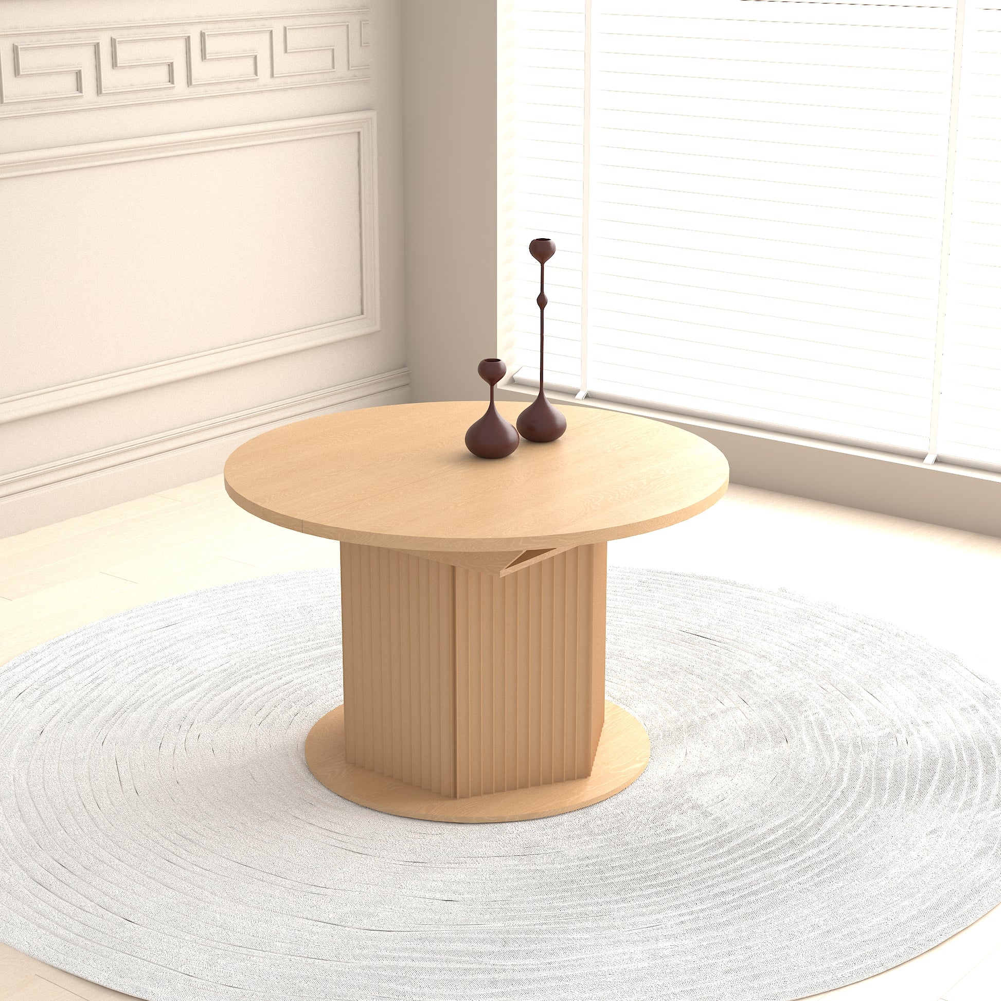 Round Dining Table for Kitchen Storage with Adjustable Length