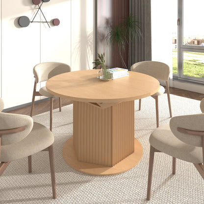 Round Dining Table for Kitchen Storage with Adjustable Length