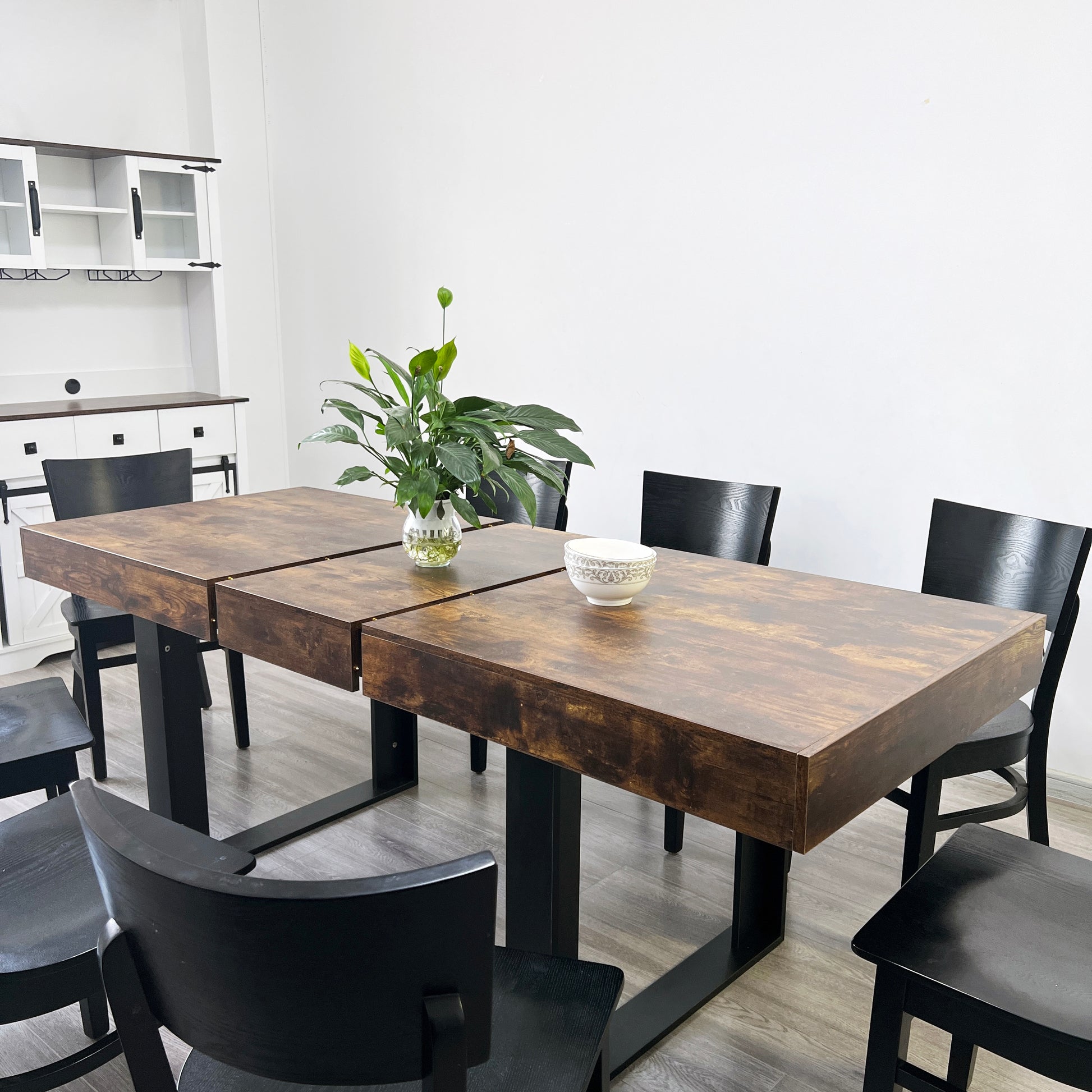 Expandable Dining Table - 6 8 10 Person Wooden Table