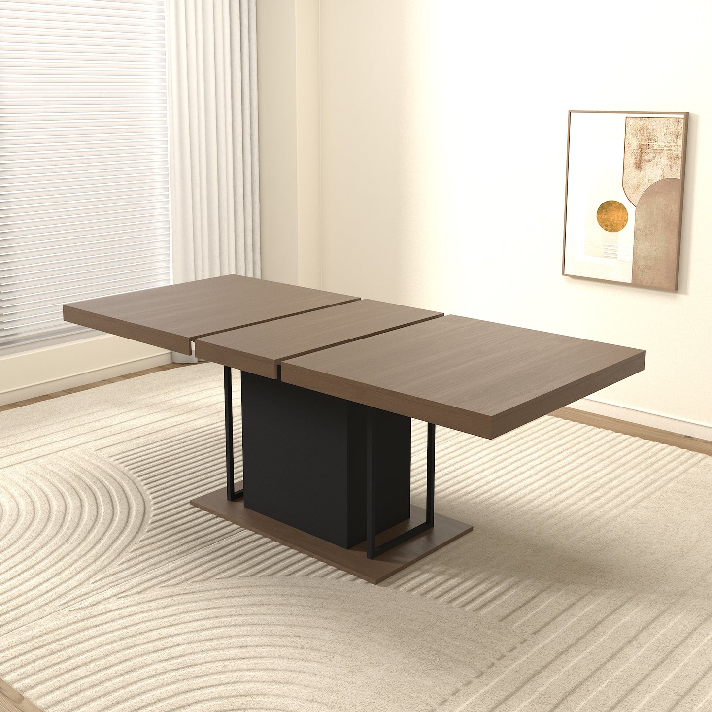 Extendable Dining Table - Seats 10 Black Brown