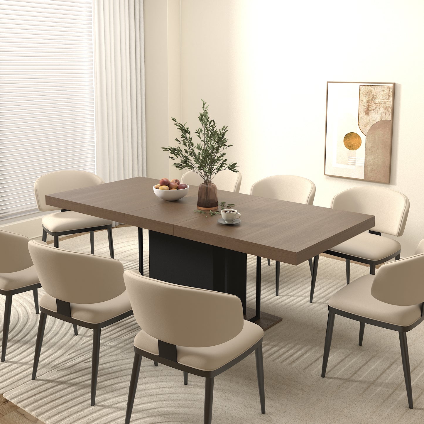 Extendable Dining Table - Seats 10 Black Brown