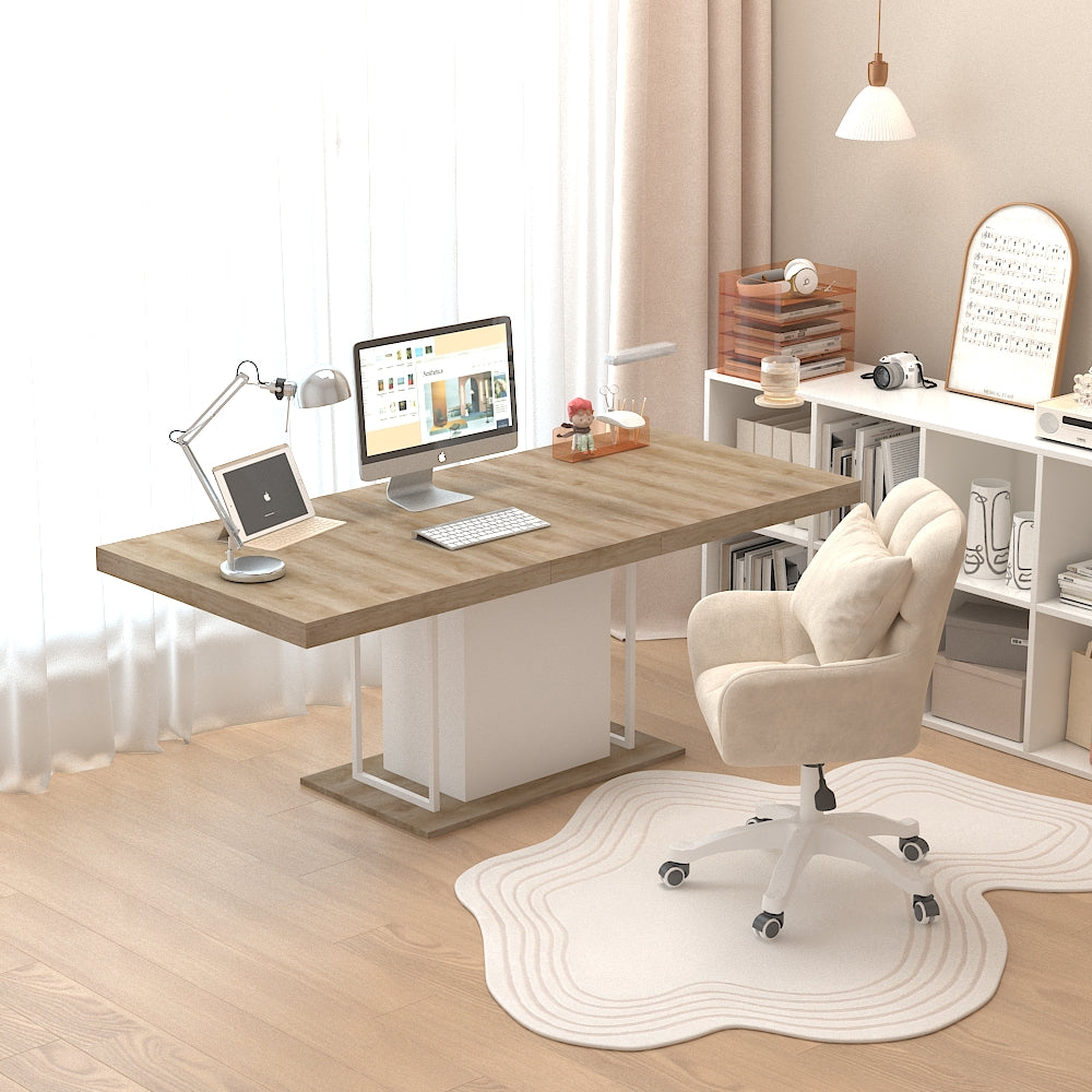 Large Extendable Dining Table - White Oak - Seats 10