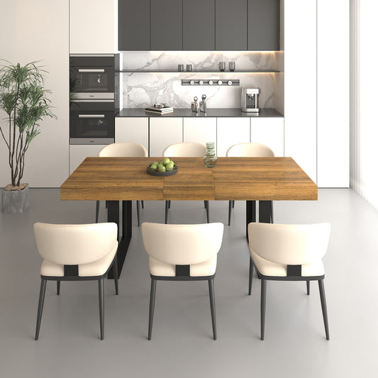 Extendable Particle Board Dining Table for 10 People Black Brown for Dining Room