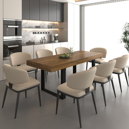 Extendable Particle Board Dining Table for 10 People Black Brown for Dining Room
