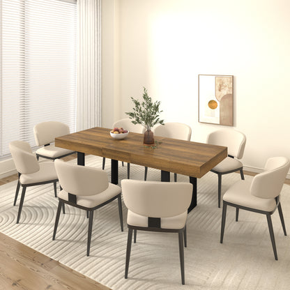 Extendable Particle Board Dining Table for 10 People Black Brown for Dining Room